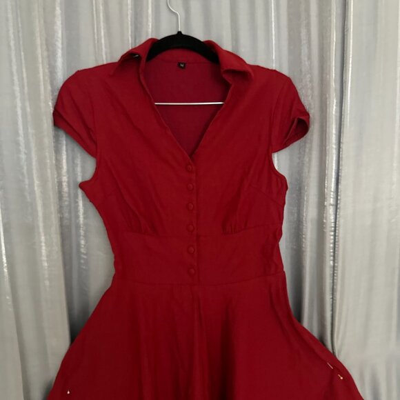 fit and flare midi red dress - Picture 3 of 9